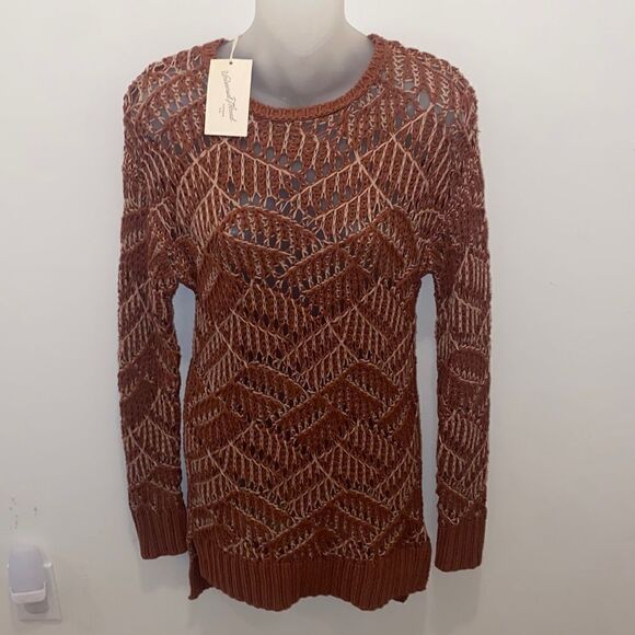 Universal Thread Open Stitch Tunic Sweater Burnt Orange XS NWT - Picture 2 of 7